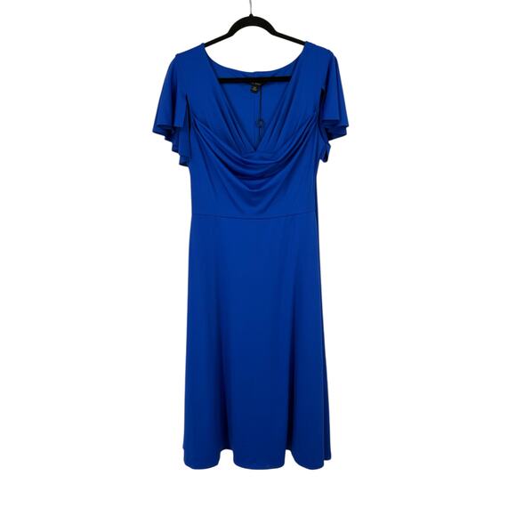 Black Halo Anabella flutter sleeve cocktail dress blue size 10 - Picture 2 of 8